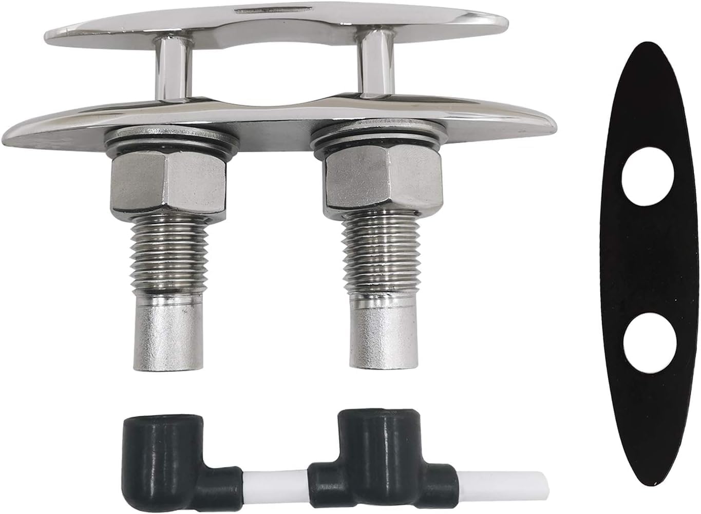 SHENGHUISS Boat Cleats Pull Up Boat Cleat 316 Stainless Steel Pop Up Cleat Heavy Duty Flush Mount Retractable Cleat with Backing Plate and Lock Nuts (5 inch/6 inch)