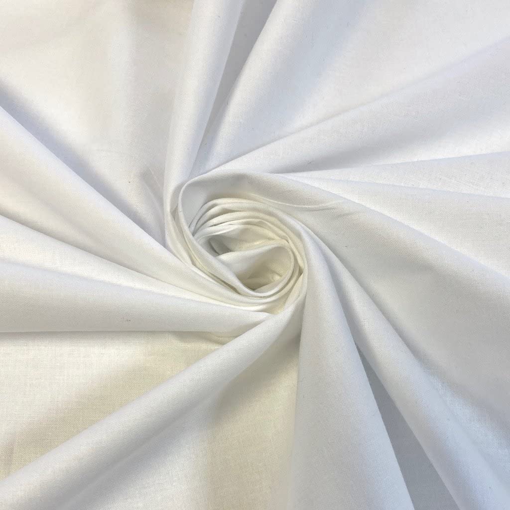 100% Pure Cotton Cloth Fabric (Pre Cut 1 Meter - White)
