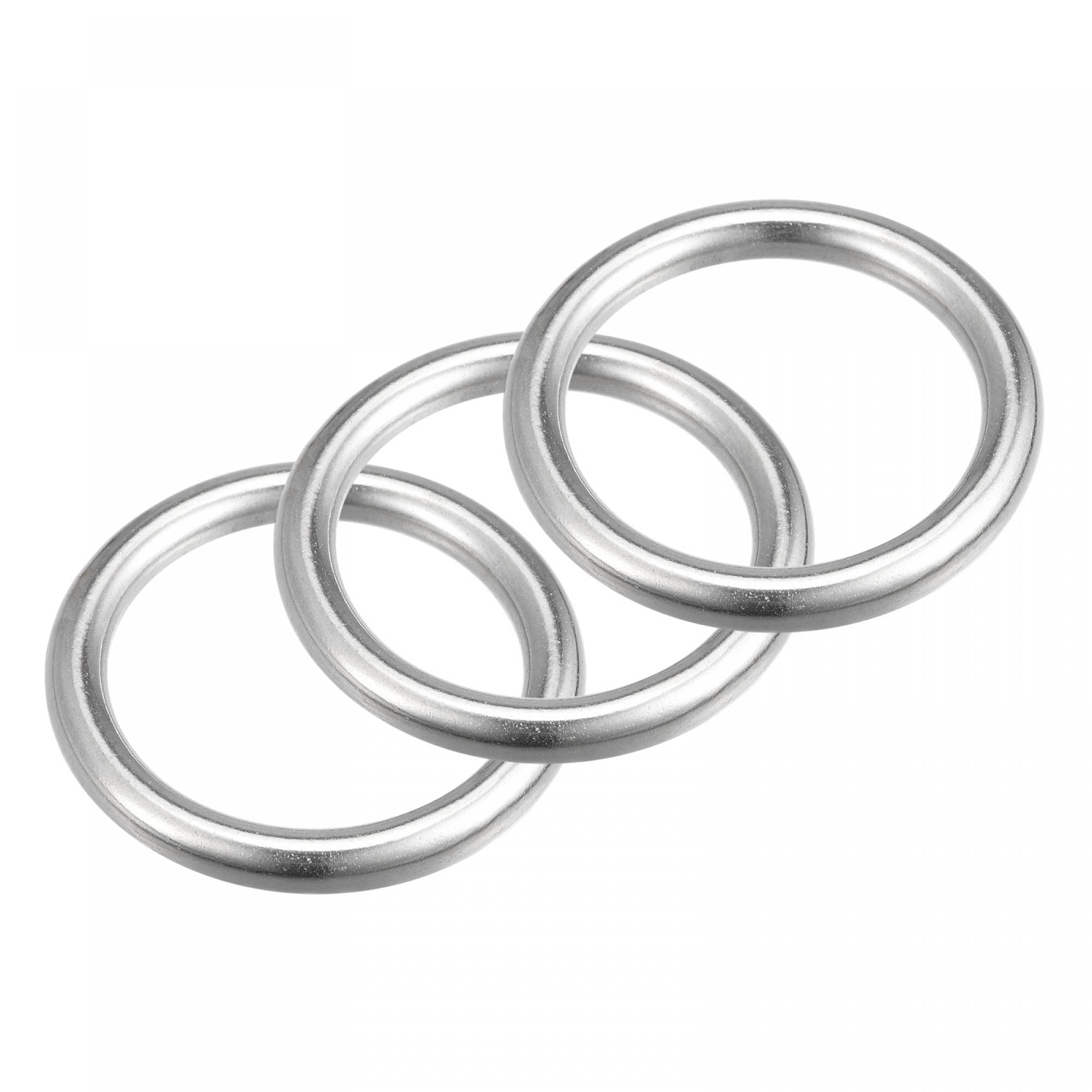 sourcing map Anneau Soudé Inox Acier 316 Rond 50mm ID 8mm Épais 3pcs
