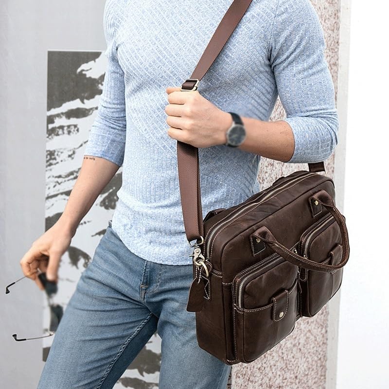 Leather Briefcase for Men Men's Briefcase Casual Business First Layer Cowhide Tote Shoulder Bag2