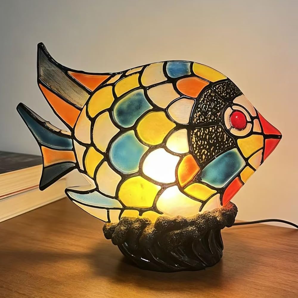 Fish Lamp Home Decor, Ocean Decorations Resin Colorful Fish Table Lamps for Bedroom Living Room Nursery Office, Whimsical Animal Desk Lamp, Birthday Gifts for Girl Mother Grandmother Woman.