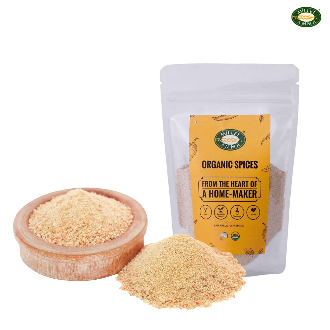MILLET AMMA Assafetida biologica (Hing) 50 g, 100% vegano e senza glutine, spezia aromatica da cucina, contiene proprietà antispasmodiche e antinfiammatorie