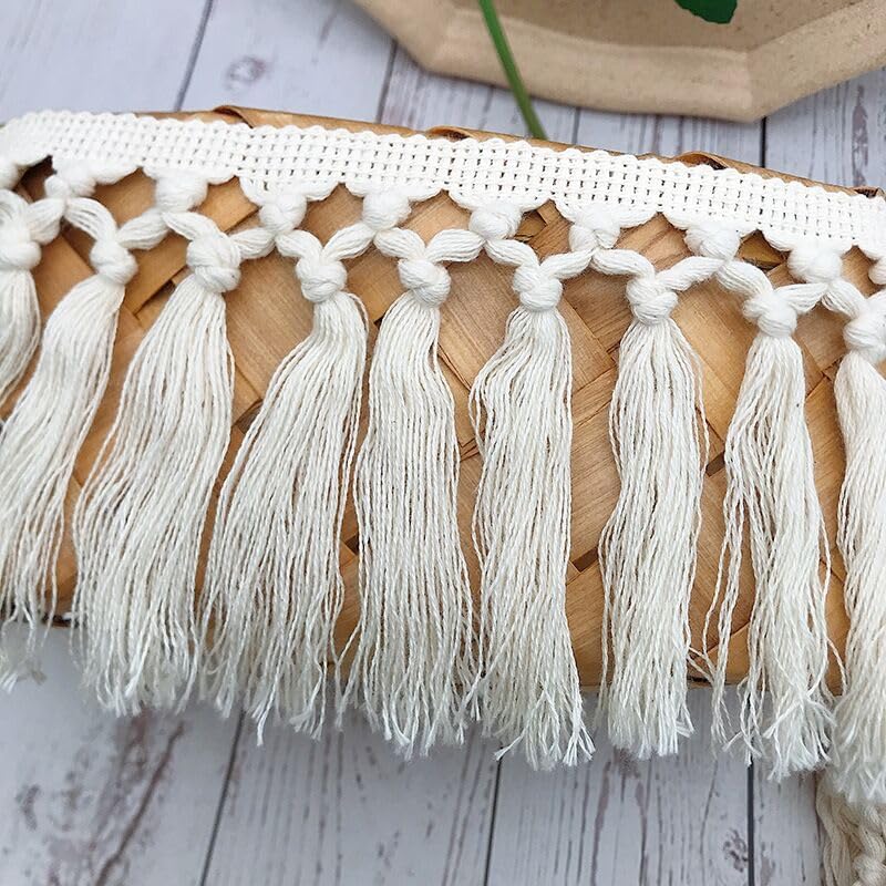 Miniatura 8 de Yulakes Borlas de flecos de 5 yardas, borde largo bohemio con flecos, ribete de flecos para coser cortinas o almohadillas, lámparas, alfombras,