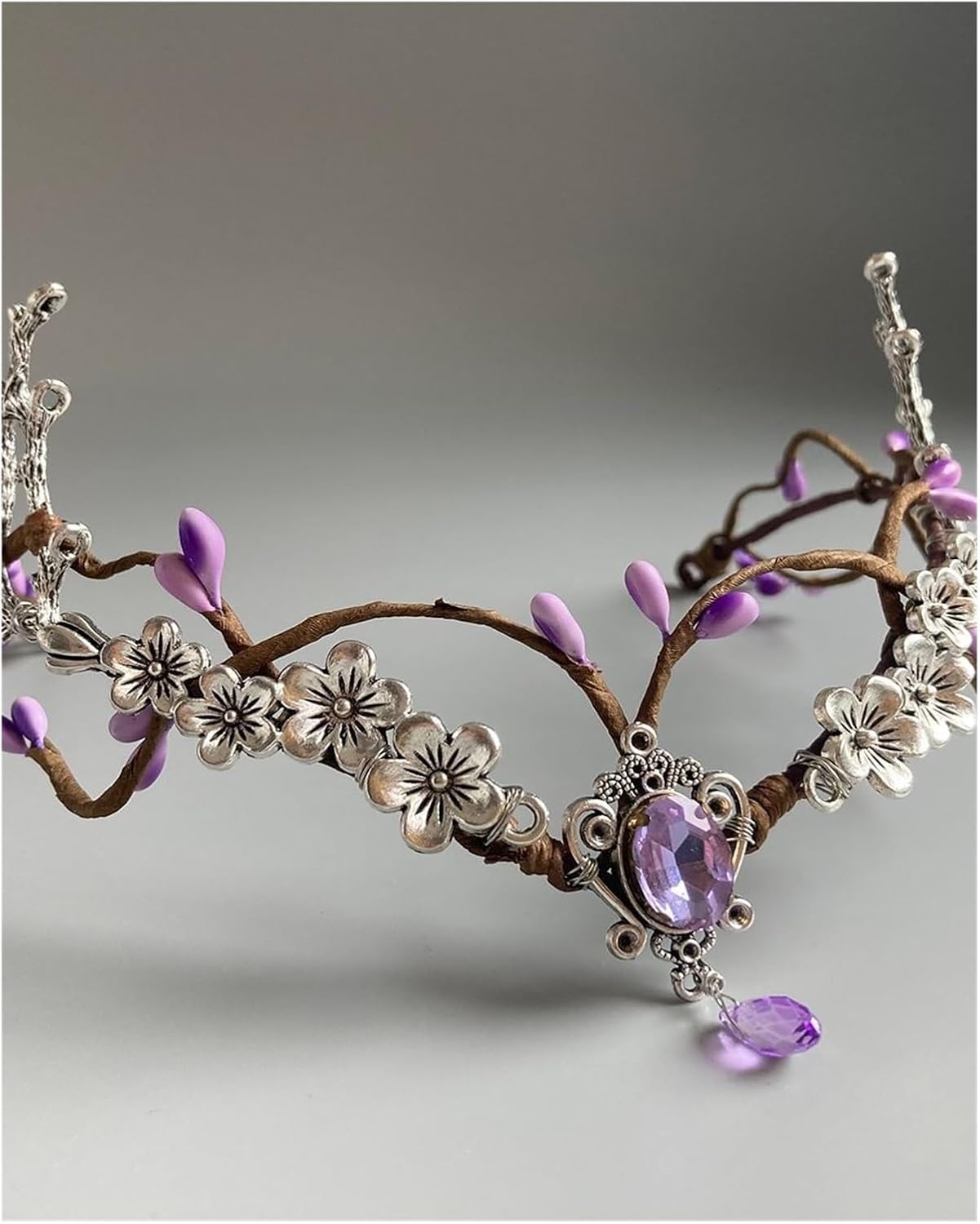 Floral Wedding Headpiece Forest Woodland Flower with Swirling Berries Witch Crown Forehead Jewelry(Color4)