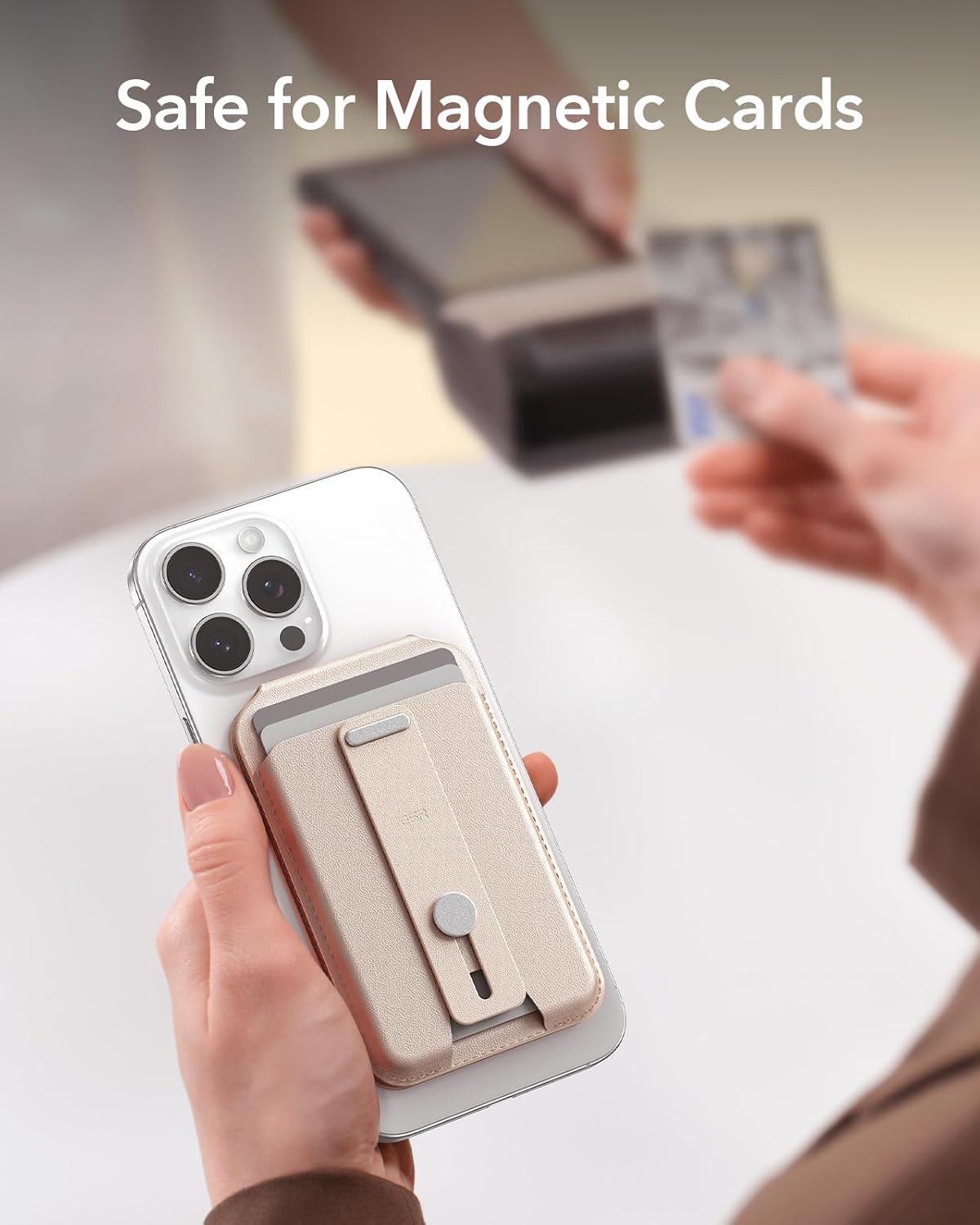 ESR Aura for MagSafe Wallet Stand w Grip, RFID Blocking w MagSafe Ring, 5 Card Holder for Phone Case, Magnetic Wallet for iPhone 17/16/15/14/13/12(Not for Mini), Selected Samsung,Desert Titanium - Image 8