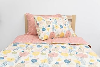 Beddy's Flower Blossoms Girls Durable Zipper Bedding for Kids, Bed in a Bag, Floral Sheets and Comforter, Easy to Make and Wash, Includes Pillowcase and Pillow Sham, Super Soft All Season