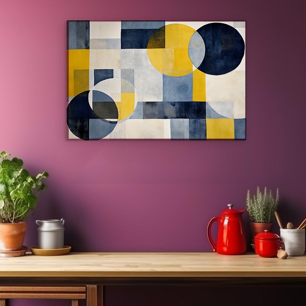 Canvas for Living room. Geometric Mastery: A Tapestry of Abstract Shapes in a Digital Painting Palette, 27 x 18 inch Canvas Wall Art - Contemporary Masterpieces - Modern Home Decor