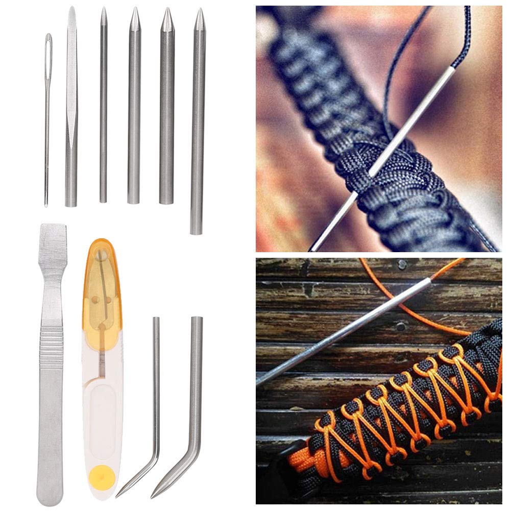Lacing Stitching Needles, 10PCS Stainless Steel Lacing Stitching Needles DIY Paracord Needle Knitting Tool Smoothing Knotter Tools for Leather Paracord Work