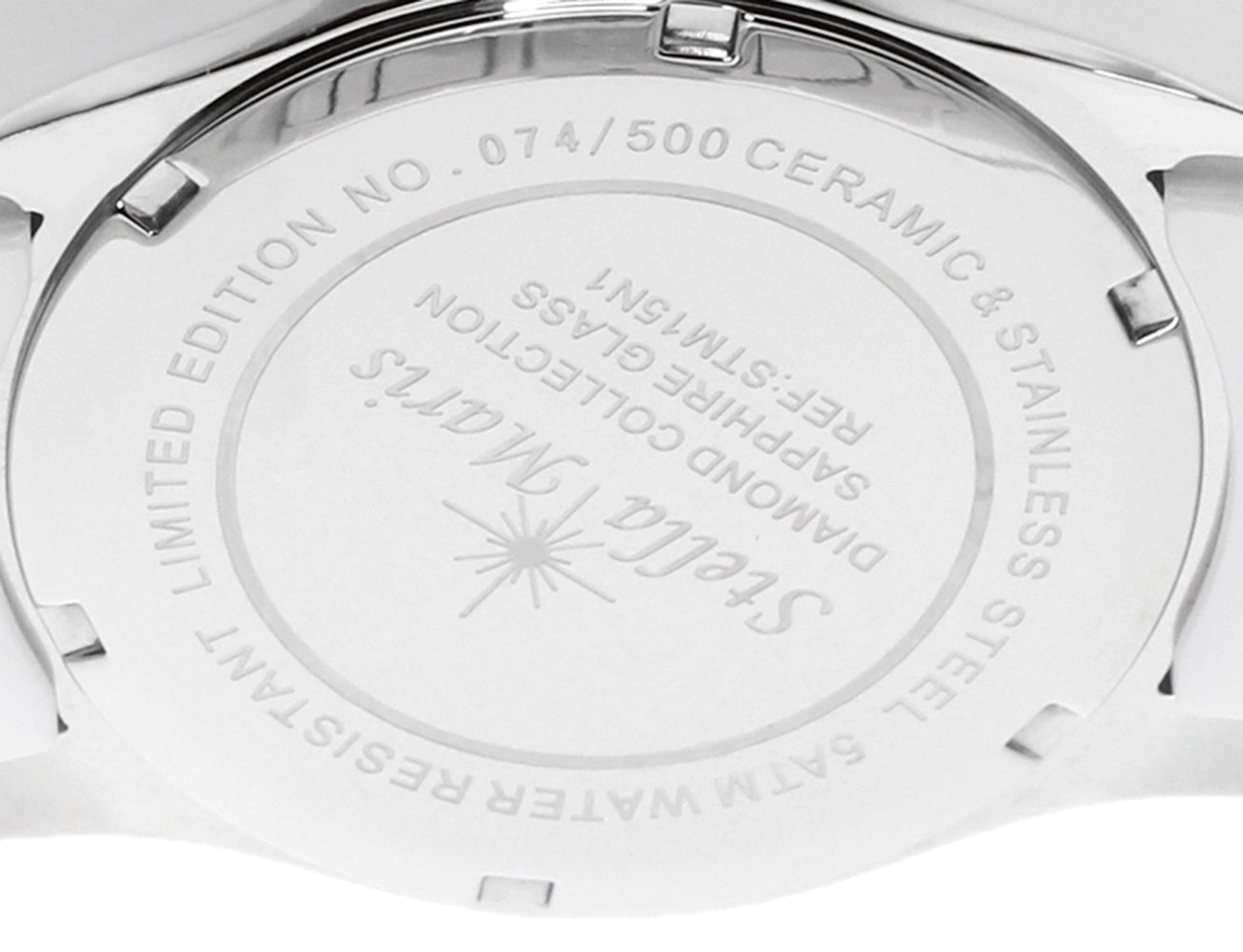 Stella Maris Damen Armbanduhr Analog Quarz Uhr Stilvolle Elegante Damenuhr Frauenuhr Weiß Silber Premium Keramik Armband Diamanten Swarovski STM15N1