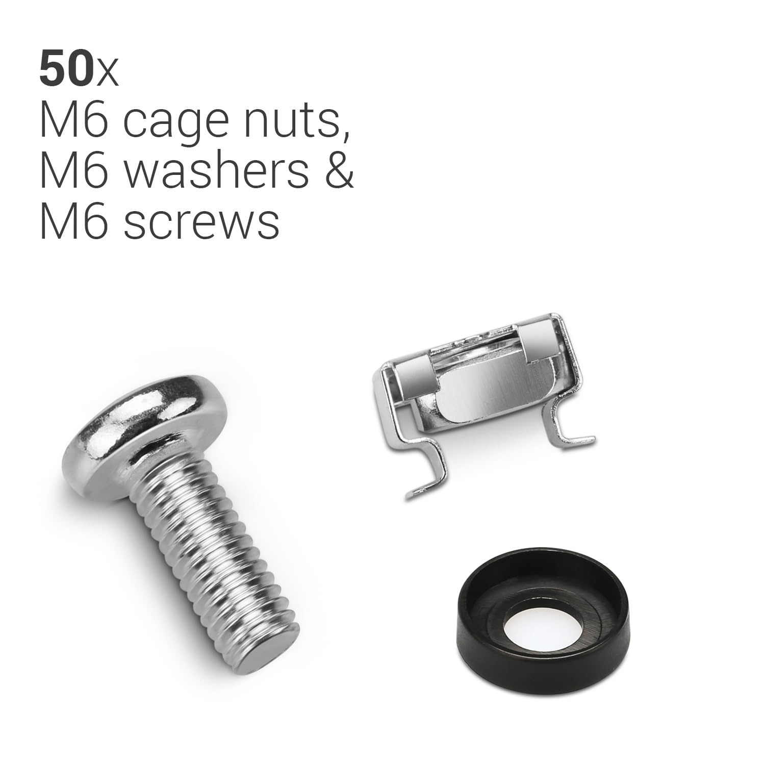 kwmobile Set 50x Dadi Ingabbiati - Viti con Gabbia 50 Pz Filettatura M6 - Dado per Installazione su Rack per Hardware da 10" e 19" - Argento