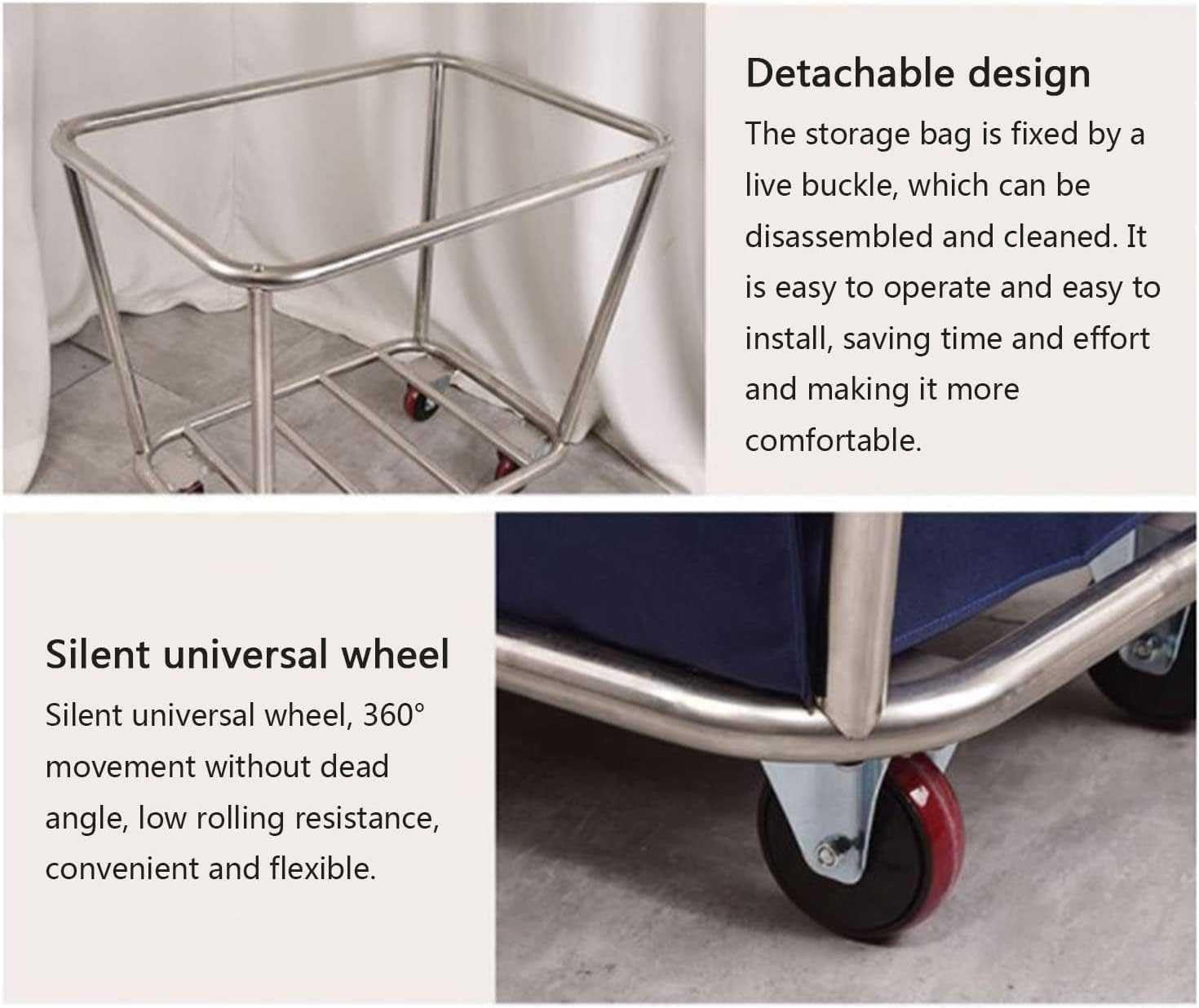 Heavy Du - Carrito de lavandería de acero inoxidable – Carro delgado clasificador Utili para uso comercial, cesta desmontable para lavandería y limpieza industrial