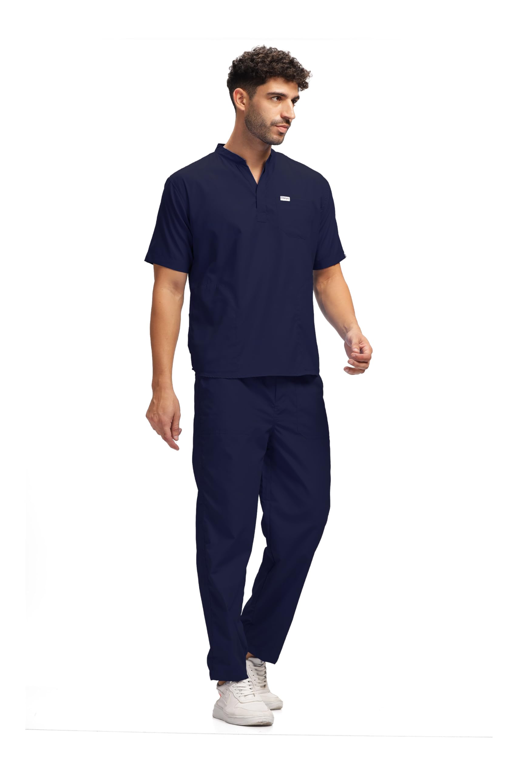 Knya Classic Mens Pocket Mandarin Collar Scrub Suit Regular