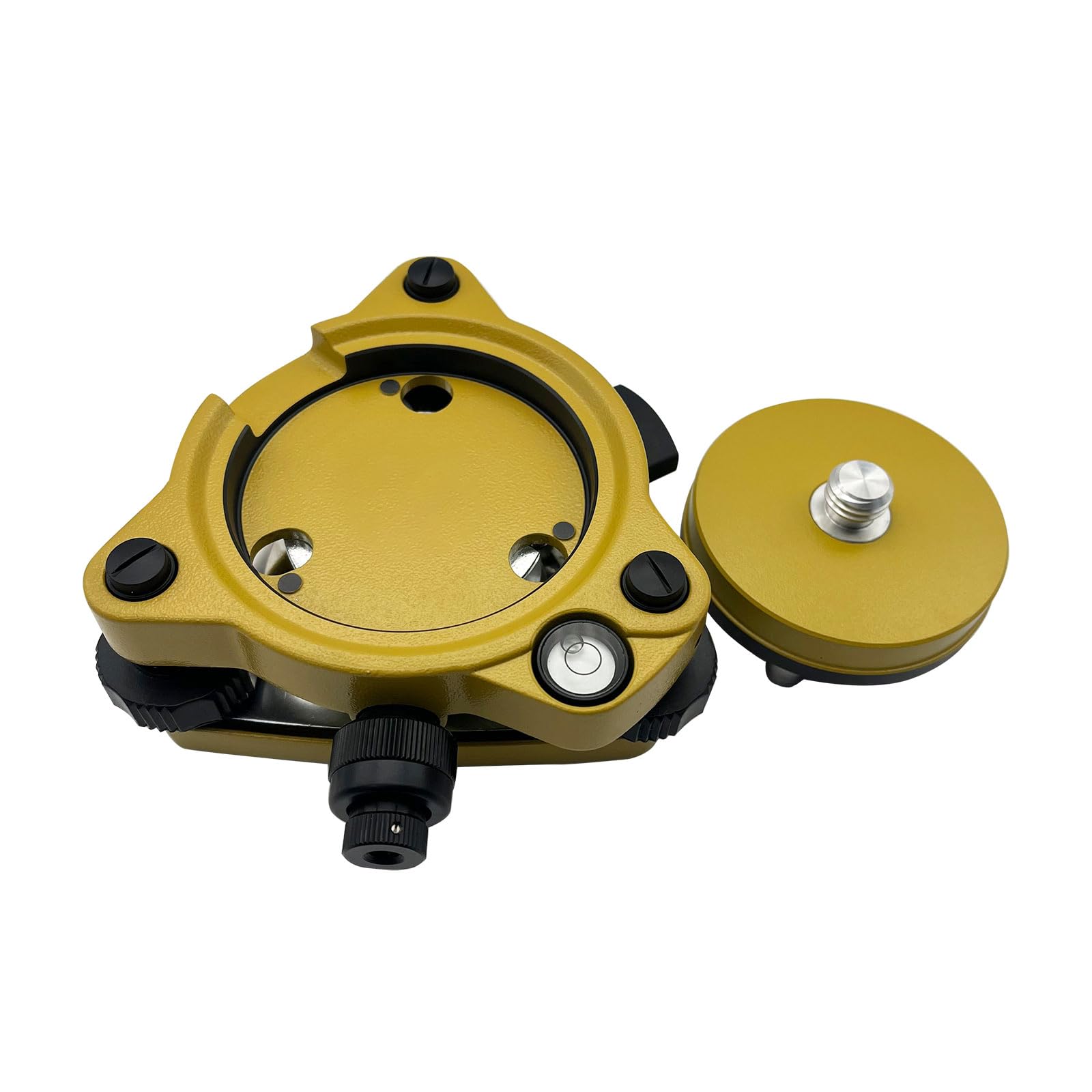 Tribrach amarillo con plomada óptica y adaptador fijo de portador con rosca de 5/8 x 11 para GPS