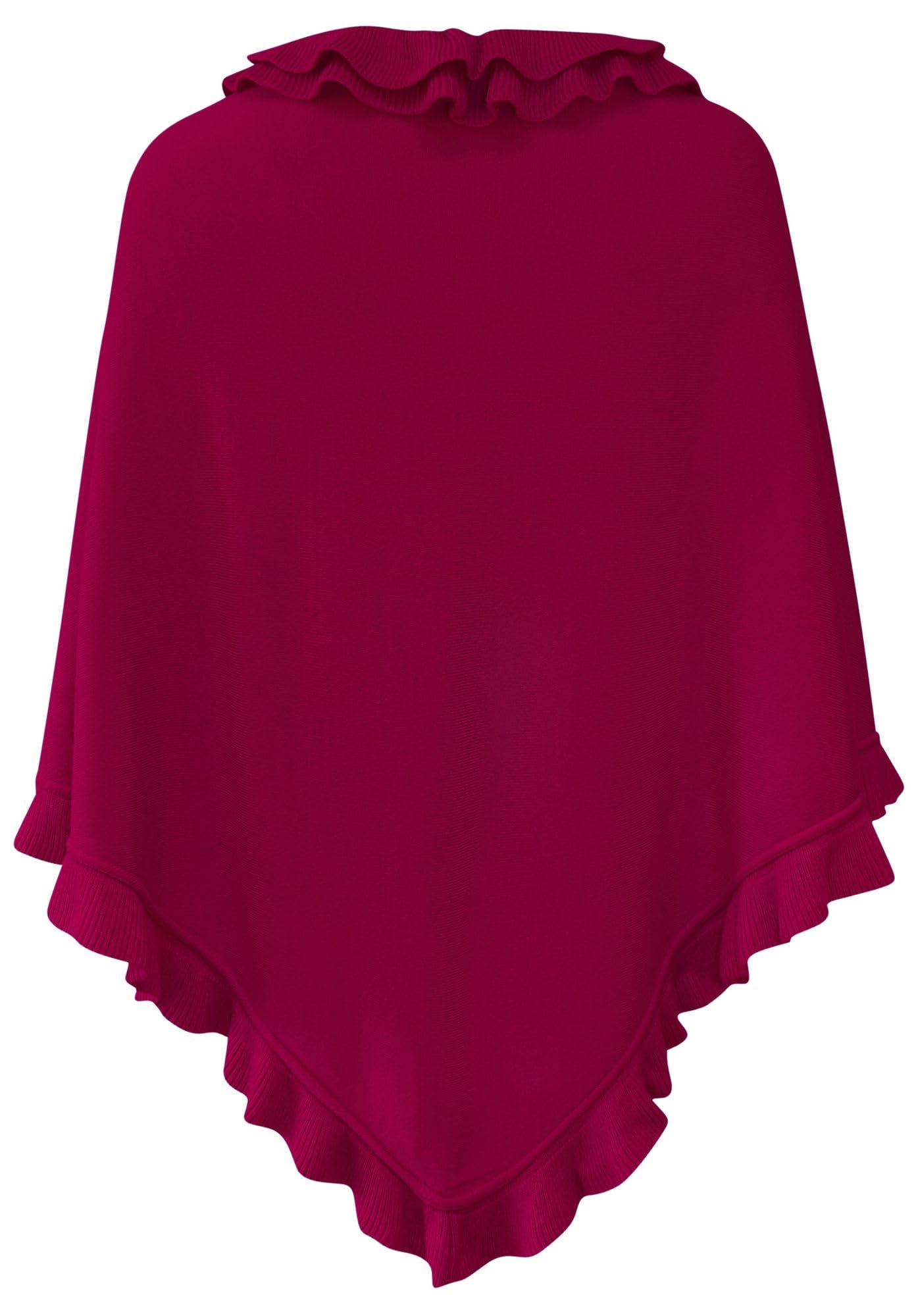 Poncho Cape Trachtentuch Umhang Stola Schultertuch Trachten-Tuch Damen Strickponcho Tracht Strick Trachtenponcho gestrickt Überwurf Volants Rüschen Schal Cashmink
