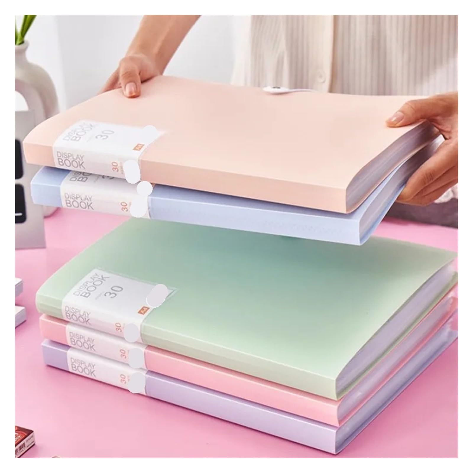 2 STÜCKE 30/60 Seiten A4 Aktentasche Transparente Binder Aktenordner Lagerung Schülertestpapier Klassifizierung Organisation Schulbedarf(Beige 60 Pages)