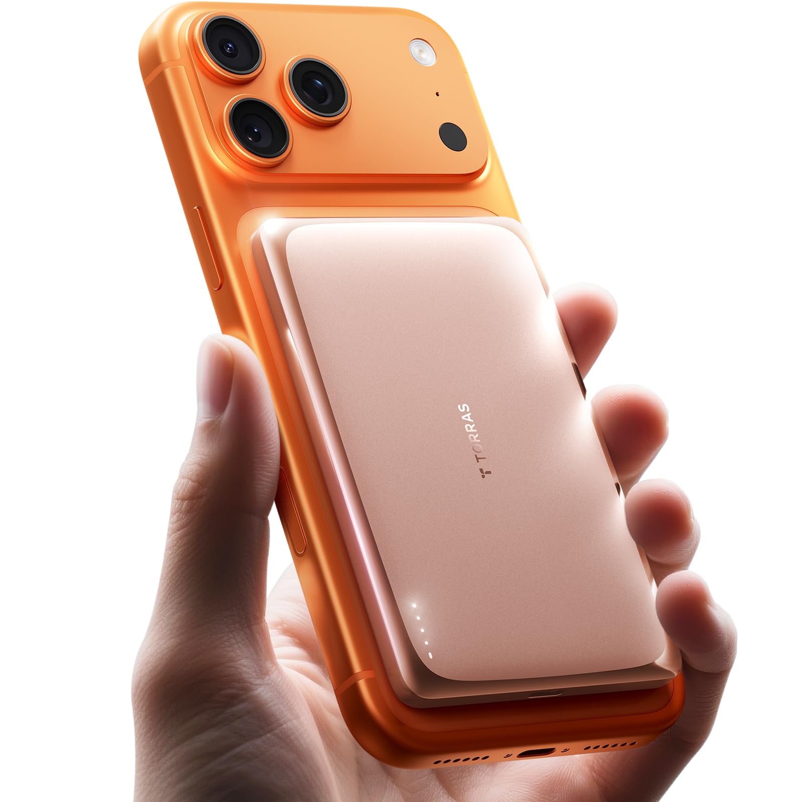 TORRAS MiniMag Pro Powerbank für MagSafe, 5000mAh Magnetische Akku, Rosa | Ultra Slim Semi-Solid-State 20W USB-C Schnellladen Magnetisch Externe Akkupack Portable Klein, für iPhone 17/16/15 & Reise