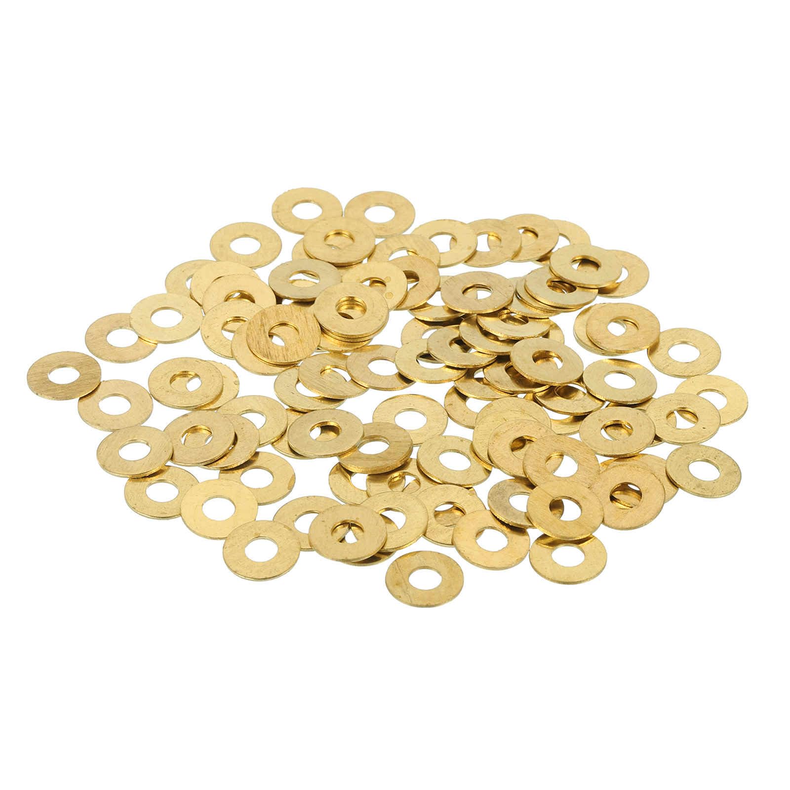 MECCANIXITY 110 Pack Brass Flat Washer, M3 Copper Washers Crush Washer Kit Assortment, 3mm ID, 8mm OD, 0.5mm Thick for Bolts Screws Machinery Repair,