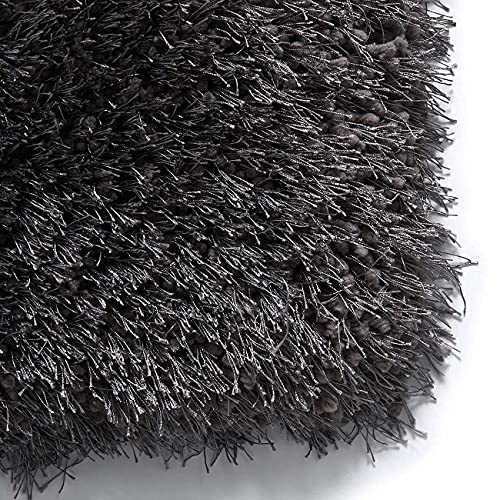 Image of Luxury Shaggy Carpet Solid Plain Fluffy Fur Rectangular Rugs For Home And Floor Floor Mat 6X8 Feet Microfiber & Polyster Modern Interior Floor Mat Dark Grey
