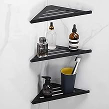 رف زاوية من الفولاذ المقاوم للصدأ 304 بانوكس 3 قطع المقاس: 20×8.5×2.5 سم العرض × العمق الارتفاع أسود