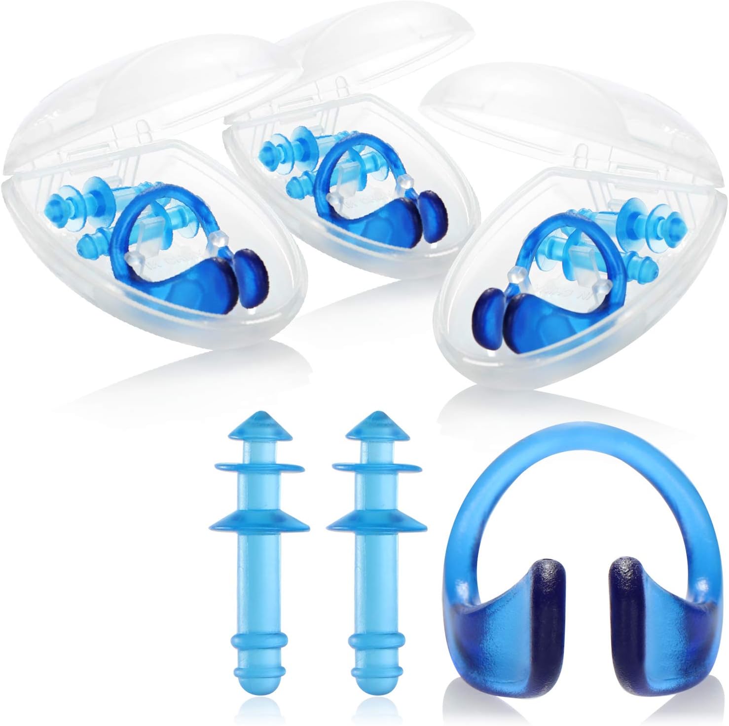 Kit Nageur – Bouchons D'oreilles + Pince-nez En Silicone, Boîte De Rangement