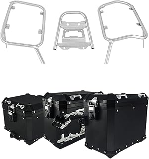 WQSM Moto Borse Laterali Top Case Alluminio Bisaccia Portapacchi Portabagagli Staffa in Acciaio Inox per Honda XADV 750 XADV750 2017 2018 2019 2020 Motociclo Parti (Color : One Set-BK)