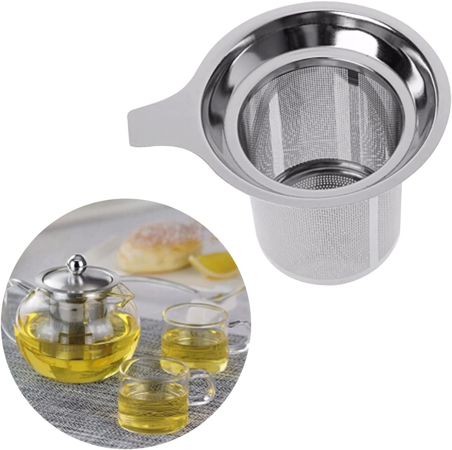 Tea Strainer， 304 Stainless Steel Reusable Tea Infuser Tea Strainer Teapot Loose Tea Leaf Spice Tea Filter Kitchen Accessories Handle Clip Filtering