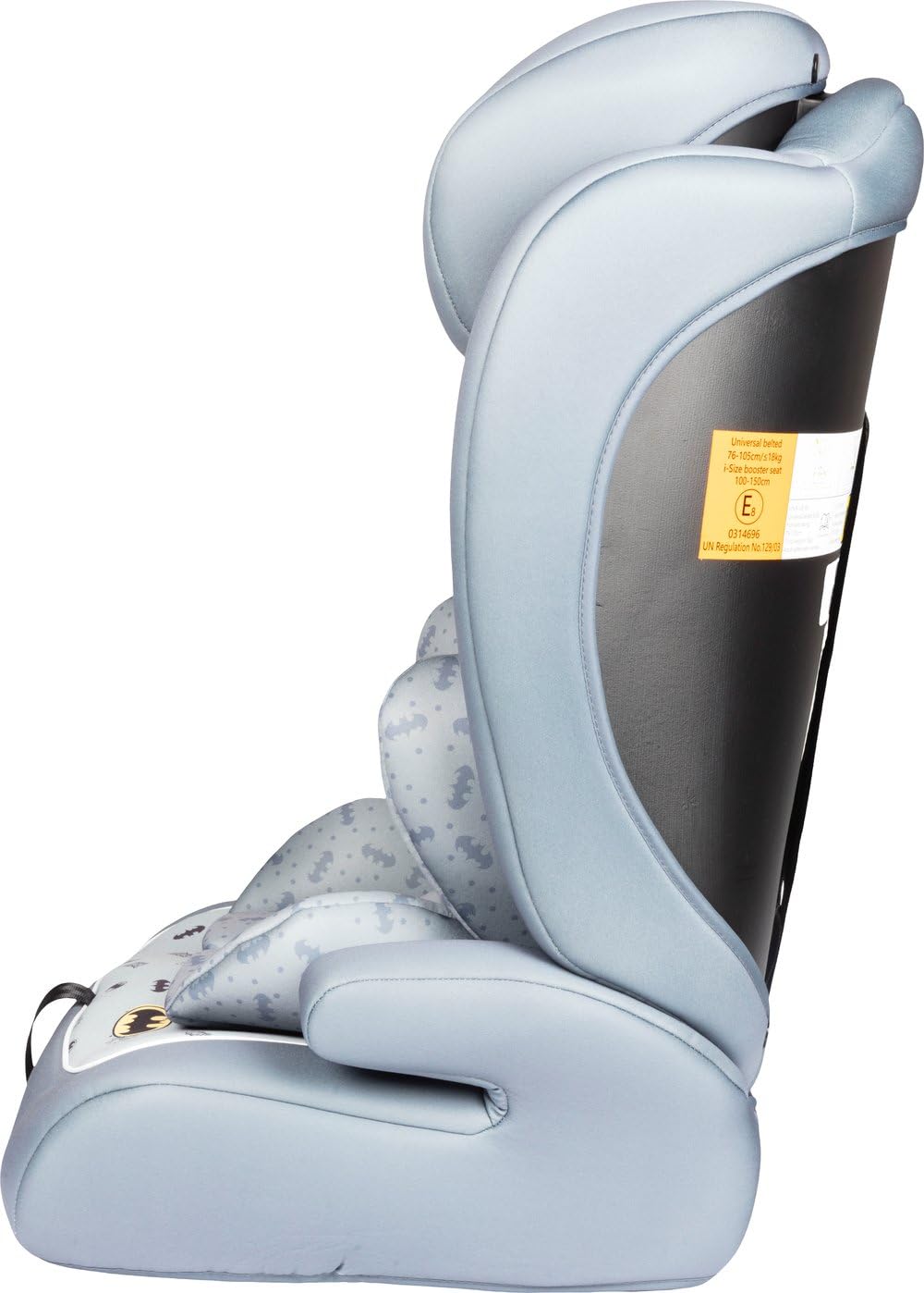 Asiento De Coche Dc Comics Batman I-SIZE R129. Asiento De Seguridad Para Niños Con Una Altura De 76 A 150 Cm. Reposacabezas Y Acolchado Ajustables