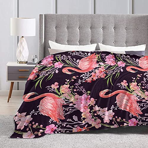 Gbuzozie Fleece Blanket Tropical Pink Flamingos Palm Leaves Lightweight Ultra-Soft Micro Throw Blanket For Sofa Couch Bed Camping Travel - Super Soft Cozy Microfiber Blanket 60"X50" #TOP5
