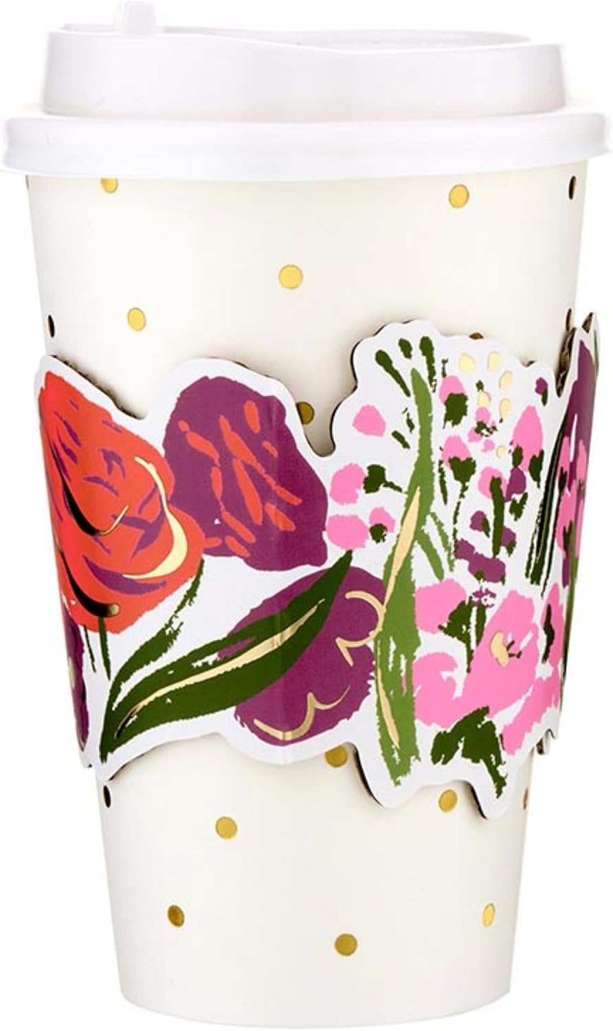 Santa Barbara Design Studio Paper To-Go Cup Set - 8-Count Disposable Coffee Cups with Lids and Sleeves, 16-Ounce, Moroccan Flower image 2