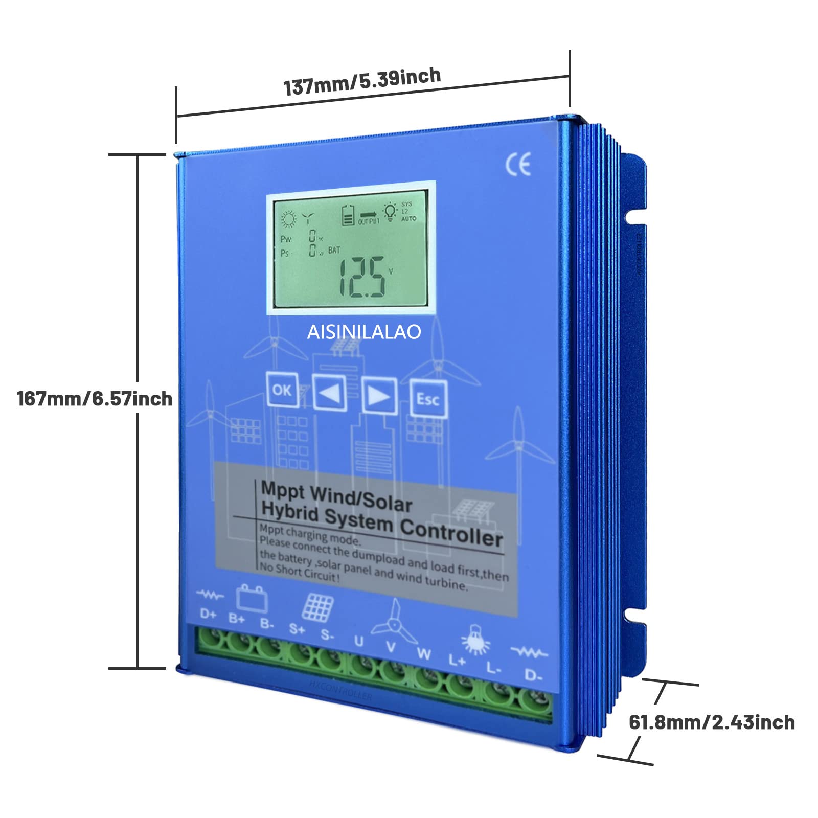 Hybrydowy sterownik 1800W 12V 24V 48V Wiatr Fotowoltaiczny MPPT regulator do ładowania baterii z turbiny wiatrowej