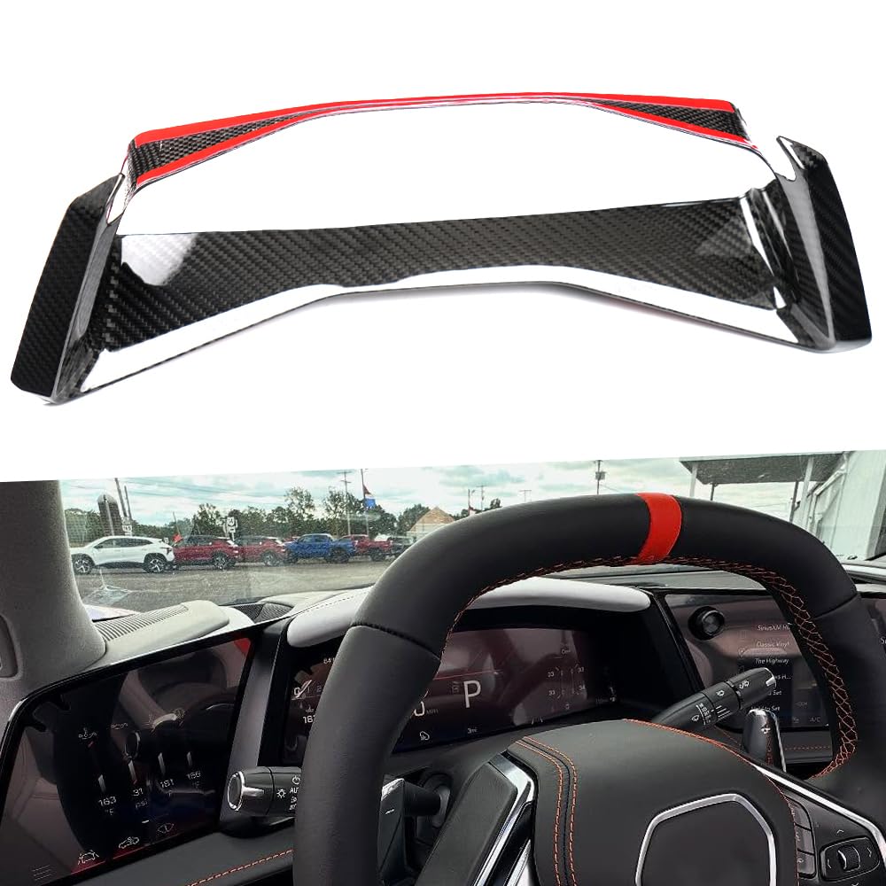 Instrument Cluster Cover for C8 Corvette Z51 Z06 ZR1 2026,Genuine Carbon Fiber Speedometer Gauges Frame for Corvette C8 2026 (Glossy Carbon)