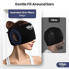 Hilph Adjustable Migraine Relief Cap with Thickened Gel Cold Compress, Headache Relief Cap, Face Cooling Mask Gel Head Wrap for Tension, Stress & Hangover, Soothing Gifts for Women Men Black
