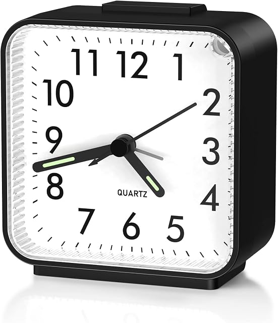 ORIA Silent Alarm Clock, No Ticking Battery Operated Bedside Clocks, Luminous Large Display, Snooze Night Light Function, Gentle Wake, Easy Set for Elder (Powered by 1AA Battery, Not Included)