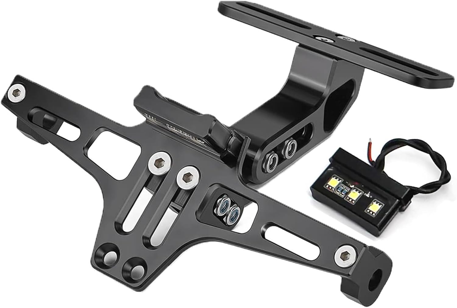 Universal Motorcycle Fender Eliminator Kit License Plate Bracket, Black