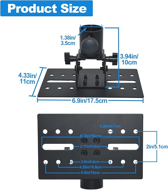 Speaker Stand Adapter,Adjustable All Metal 35mm Speaker Adapter Top Cap,Suitable for Stage and Event Setup,Hold up to 110lbs,DX-12 (2 Packs Black)