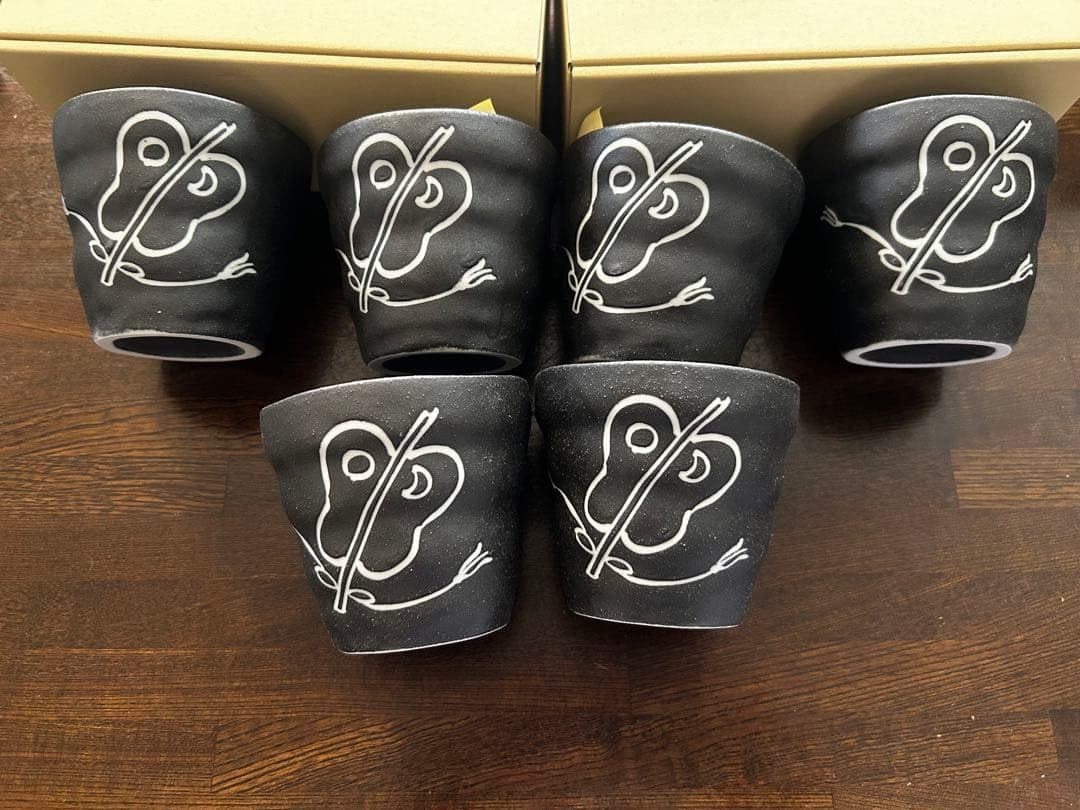 大相撲 配と扇子のデザイン 湯飲み 蕎麦猪口 6個セット