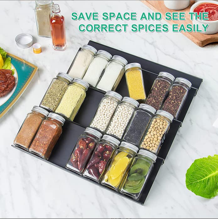 Organisateur De Tiroir à épices Extensible 6 Pièces - étagères Inclinées En Métal, 23x11x4 Cm, Rangement Pratique Pour Cuisine