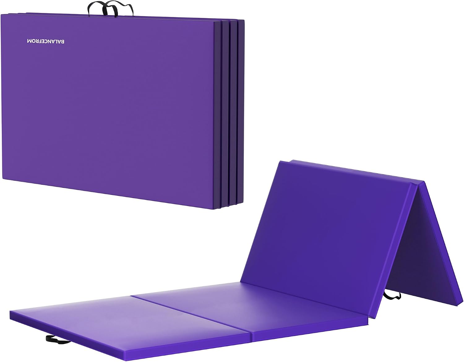 BalanceFrom All Purpose 4'x8'x2" Extra Thick High Density Anti Tear Gymnastics Gym Folding Exercise Aerobics Mats, Purple