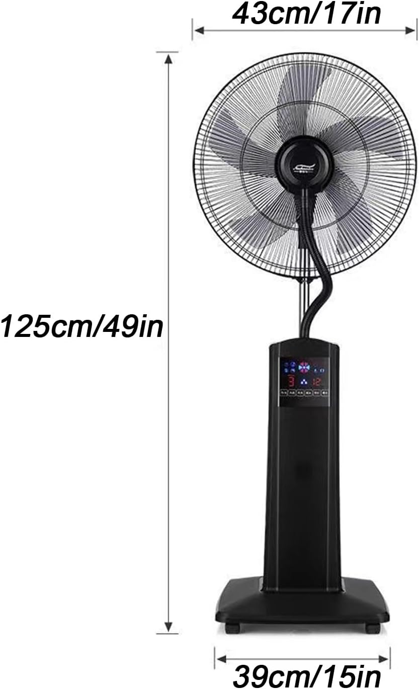 Outdoor Misting Fans for Patios, Commercial Industrial Mist Fan with Water Tank, Adjustable Height Pedestal Fan, Spray Fan for Backyards, Patios and More, Super Strong Wind(Gold,43cm/17in)