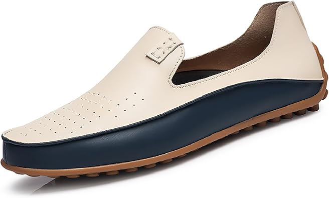 Mens Leather Penny Loafers Casual Breathable Round Toe Lightweight Soft Flat Slip On Moccasins Loafers for Daily Driving Walking Shoes