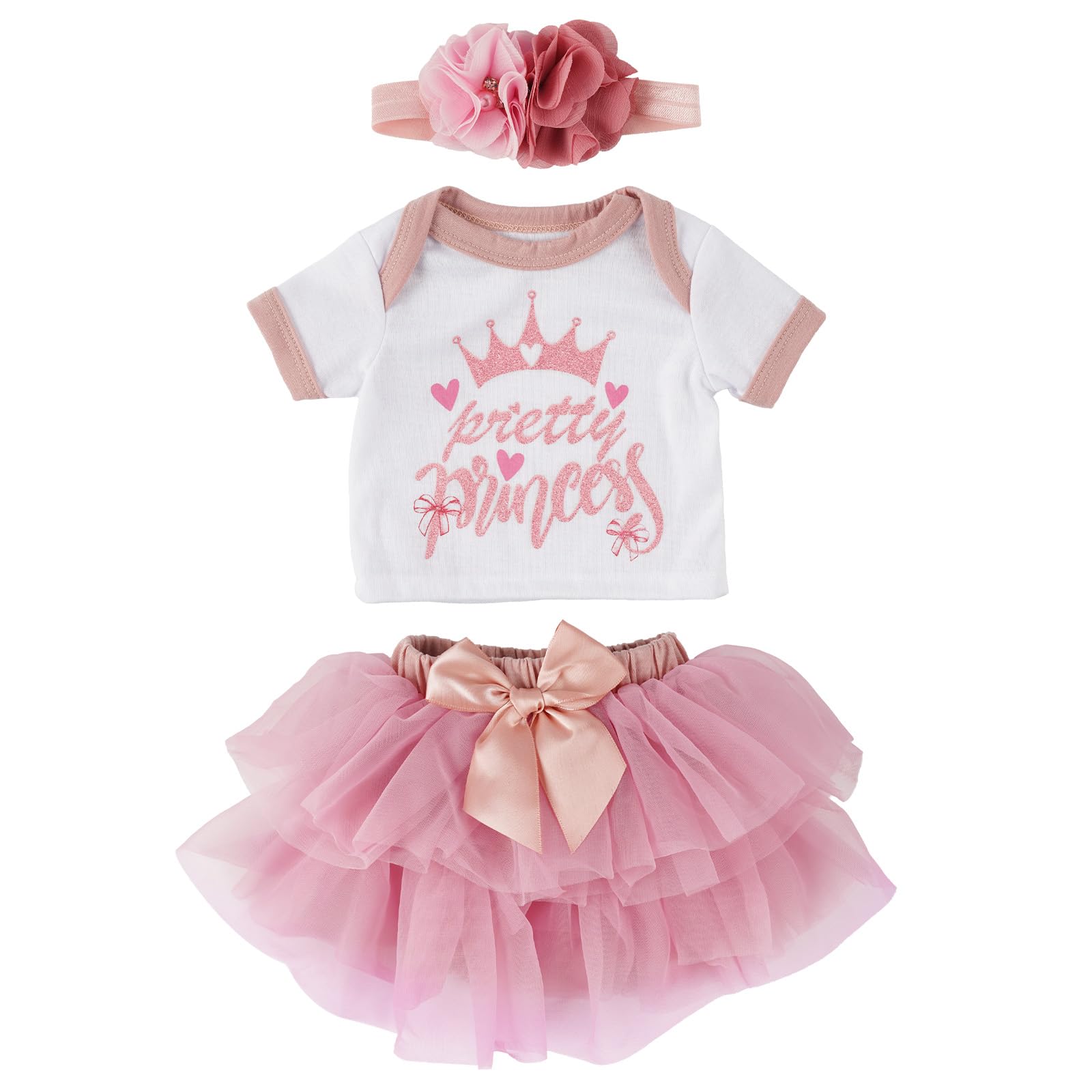 BABESIDE 3 Pcs Reborn Baby Doll Clothes Set for 17-22 Inch Babydolls, Cute Baby Doll Accessories Set with Skirt Headband for Realistic Babydolls Girl,