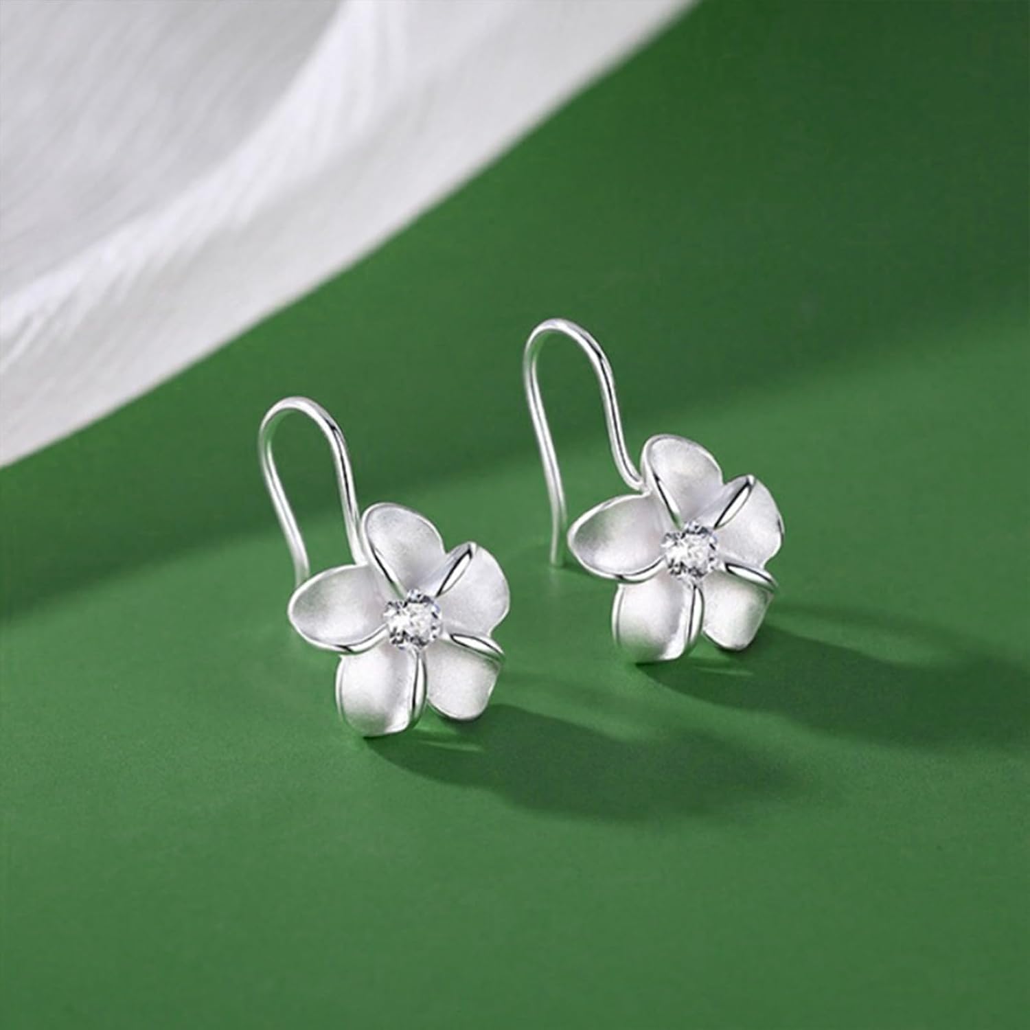 925 Sterling Silver Plumeria Flower Hoop Earrings for Women – 18K Gold Plated Hypoallergenic Dangle Earrings, Lightweight Leverback Jewelry for Sensitive Skin, Valentine’s Day Gifts - Image 7