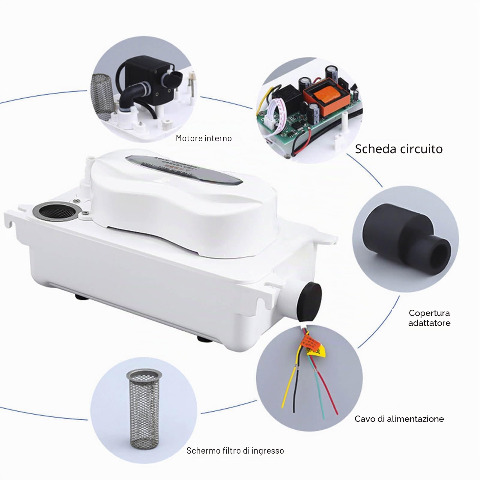 Focket Pompa Automatica per la rimozione della condensa, Pompa di condensazione con Interruttore di Sicurezza e Serbatoio dell'Acqua 0,63 QT/0,6 L per HVAC, condizionatore d'Aria
