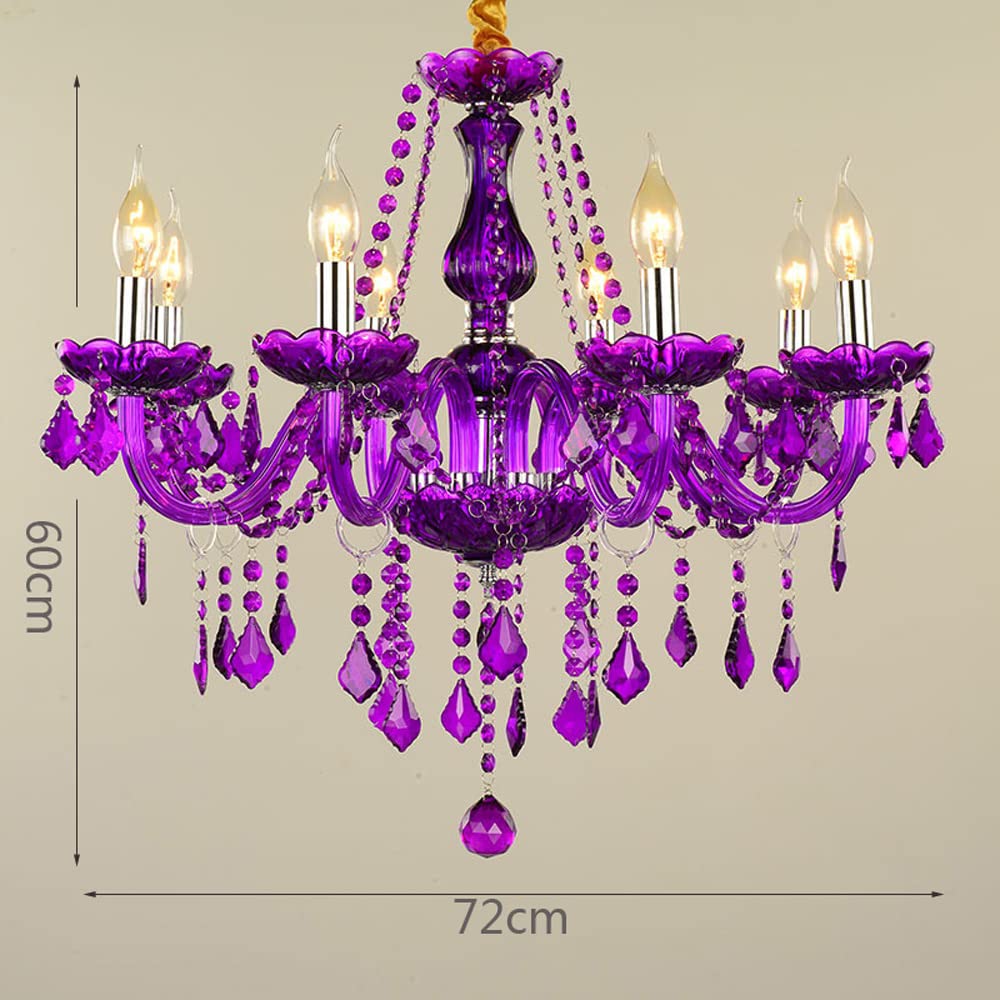 Amazon.co.jp : hofphd シャンデリア パープルクリスタル 照明器具
