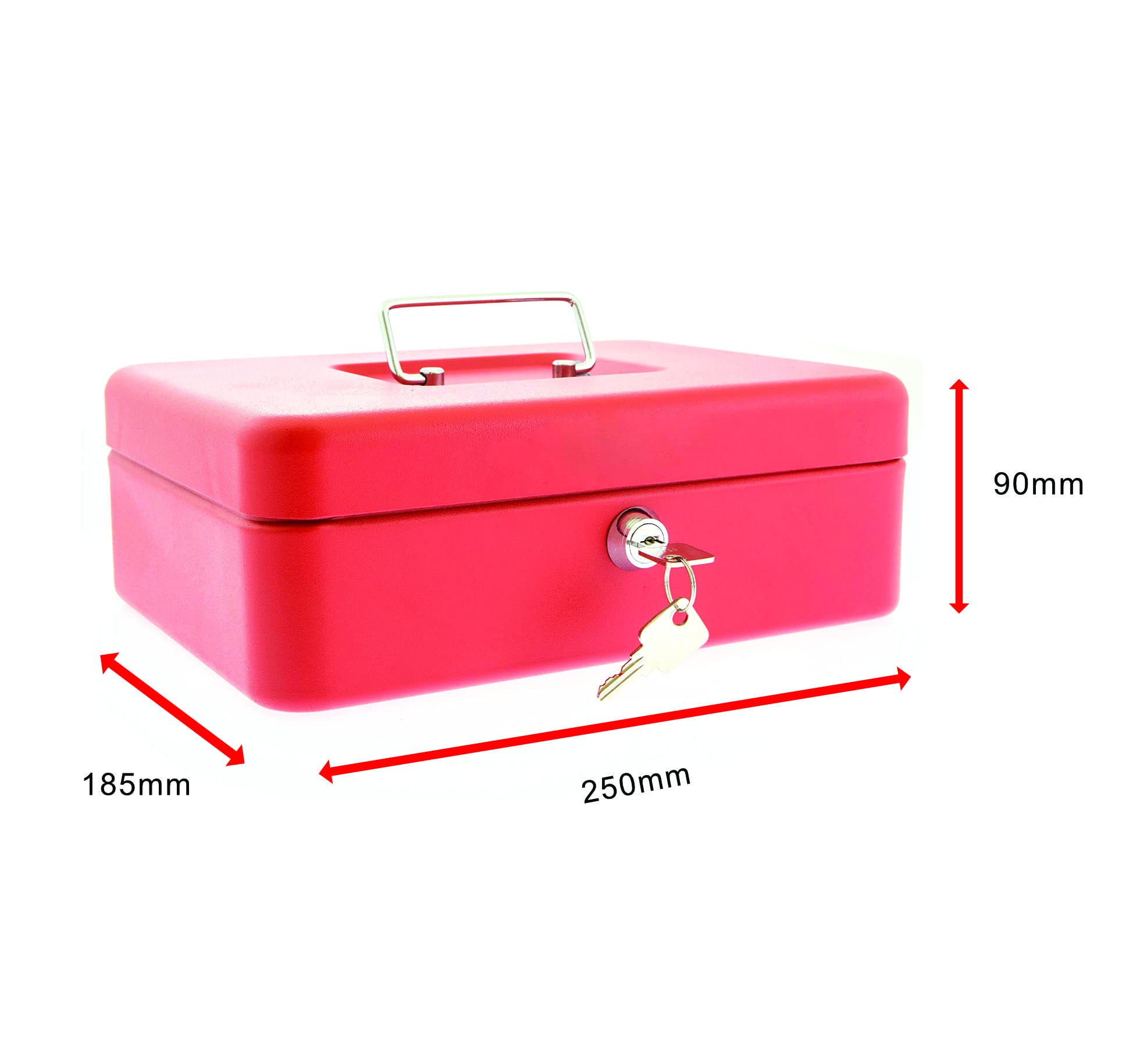 Caisse à Monnaie Burg Wachter CB03GBR 5030 Rouge 25,4 Cm Avec Plateau Pièces Et Billets