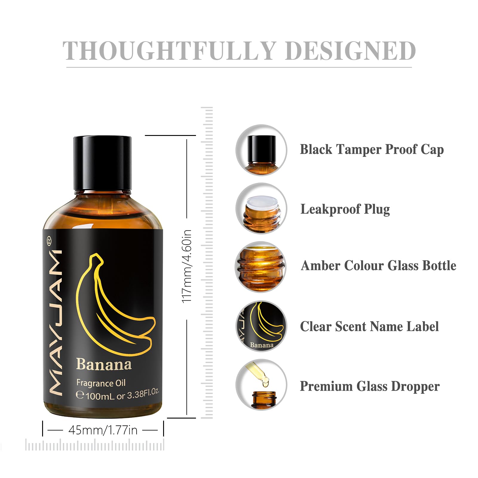 MAYJAM Olio Essenziale di Banana 100ml, Olio Di Fragranza Premium Per Diffusori di Olio Essenziali, Aromaterapia, Casa, Bruciatore Di Olio