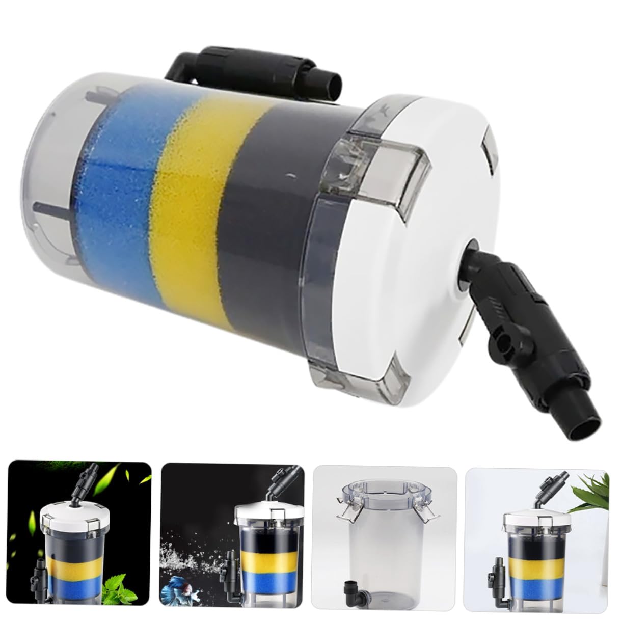 Alasum Leiser Aquarium Filter aus Kunststoff mit 16mm und Auslass Runde Externe Filterbox für Fischbecken Einfache Wartung für Aquarium und Frontgrasbecken