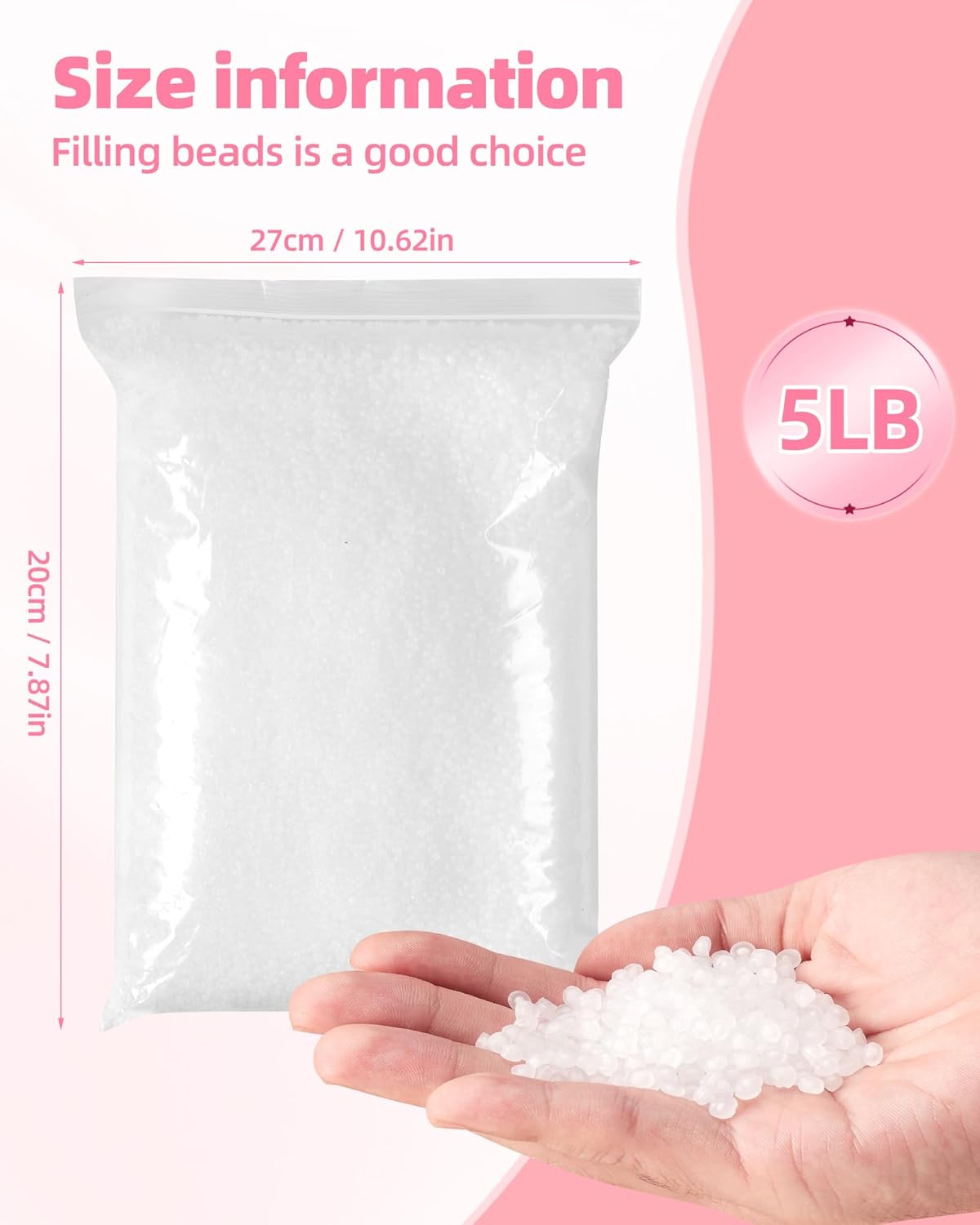 5 lb Poly Pellets Weighted Stuffing Beads，Bean Bag Filler Beads,Plastic Pellets Weighted for Stuffed Animals,Poly for Bean Bags, Crafts,Doll and Blankets - Image 3