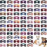 80 Pcs Dog Bows Dog Bow Ties for Small Dogs Assorted Pattern Dog Bowtie Dog Collar Bows Cat Bowtie Collar Dog Bowknot for Small Medium Puppy Pet Photography Festival Grooming Party (Plaid Bow Tie)