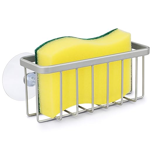 HLOOL Sponge Holder for Kitchen Sink, Kitchen Sink Sponge Holder,Sink Caddy,Dish Soap Holder （Mat Silver）